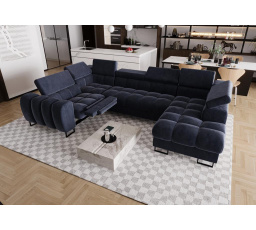 Rohová sedací souprava ASPEN MAX II , relax 198x350x170 cm - modrá , levá