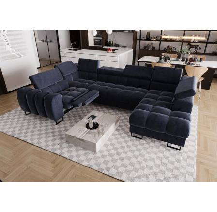 Rohová sedací souprava ASPEN MAX II , relax 198x350x170 cm - modrá , levá Rohová sedací souprava ASPEN MAX II , relax 198x350x170 cm - modrá , levá