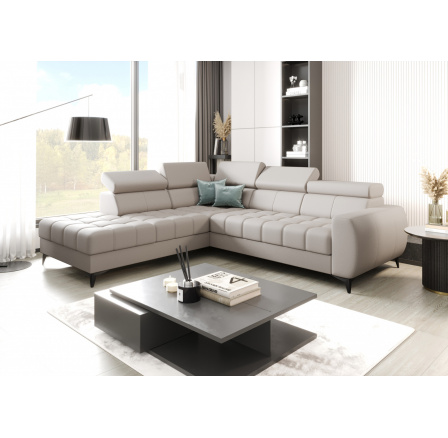 Rohová sedací souprava PORTO přírodní kůže 225x255 cm - šedá kůže , levá Rohová sedací souprava PORTO přírodní kůže 225x255 cm - šedá kůže , levá