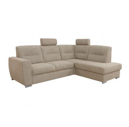 TOBAGO - pravá sed. souprava B2R-ROH-DM + 2x ZÁHLAVNÍK - látka Světle hnědá SS05  (Rendy lux) "FN" (K250)