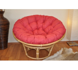 Ratanový papasan 115 cm medový - polstr vínový melír