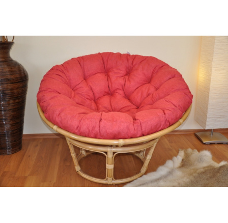 Ratanový papasan 115 cm medový - polstr vínový melír