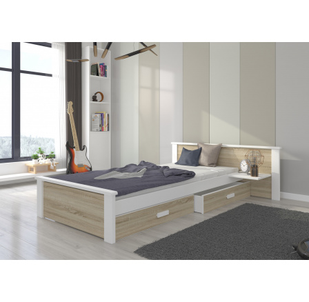 Postel ALDEX SHELF 200x90 White+Sonoma s matrací