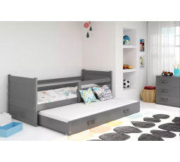 Dětská postel RICO s přistýlkou 80x190 cm, s matracemi, Grafit/Grafit