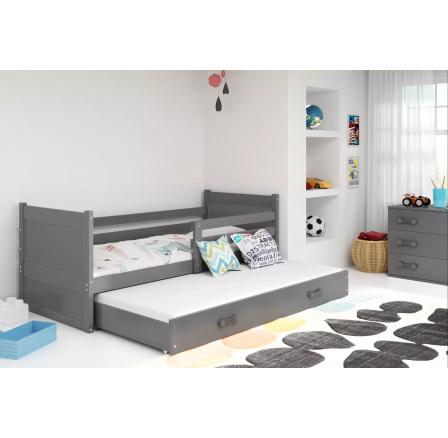 Dětská postel RICO s přistýlkou 80x190 cm, s matracemi, Grafit/Grafit