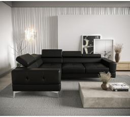Rohová sedací souprava TOSCANIA 250x180 - černá eko kůže , levá
