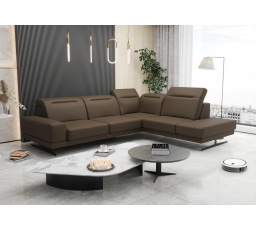 Rohová kožená sedací soupravaFIORE 265x220 cm - hnědá , pravá