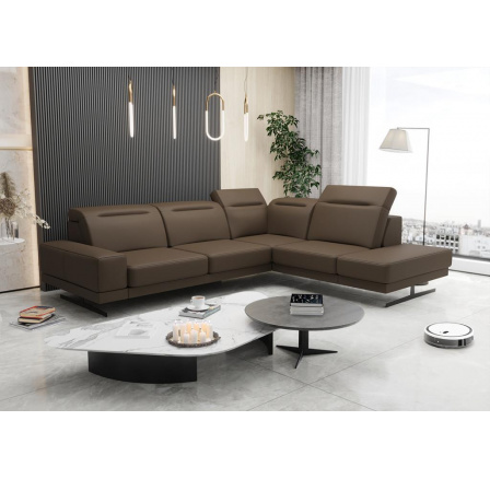 Rohová kožená sedací soupravaFIORE 265x220 cm - hnědá , pravá Rohová kožená sedací soupravaFIORE 265x220 cm - hnědá , pravá