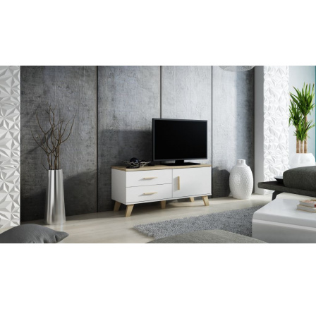 Tv komoda LOTTA RTV 120 1D2S, Bílá/Dub sonoma