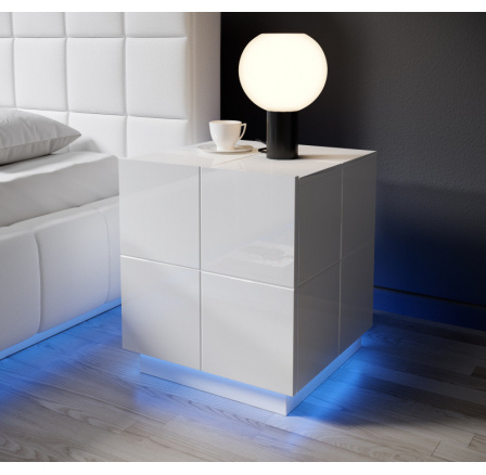 Noční stolek REJA, lesklá bílá
