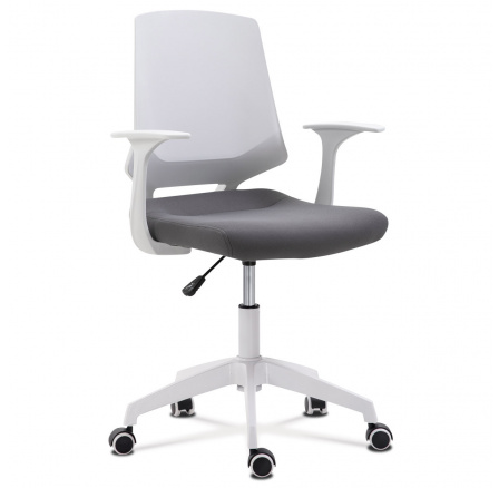 Kancelářská židle, sedák šedá látka, bílý PP plast, výškově nastavitelná Kancelářská židle, sedák šedá látka, bílý PP plast, výškově nastavitelná
