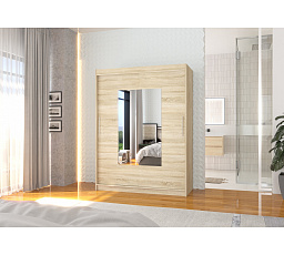 Šatní skříň s posuvnými dveřmi a zrcadlem DORRIGO 150 Sonoma+Sonoma