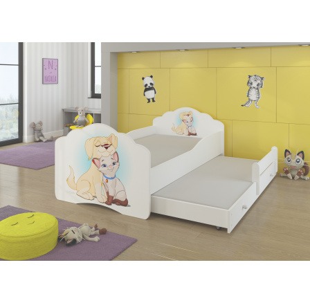 Dvojlůžko s matracemi CASIMO II DOG AND CAT 160x80 Bílá
