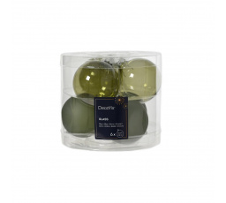 DECORIS skleněné baňky zelené, 6 ks 6 cm 247655