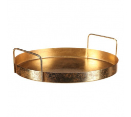 Tác kovový s uchy - kulatý tvar, barva zlatá