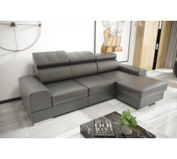 Rohová sedací souprava ROYAL MINI 260×160 přírodní kůže - šedá kůže , pravá