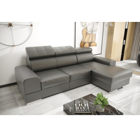 Rohová sedací souprava ROYAL MINI 260×160 přírodní kůže - šedá kůže , pravá Rohová sedací souprava ROYAL MINI 260×160 přírodní kůže - šedá kůže , pravá