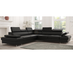 Rohová sedací souprava GALAXY MAX 280×280 - černá eko kůže, levá