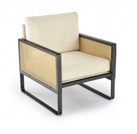 Lounge křeslo ILARIO, černá / přírodní Lounge křeslo ILARIO, černá / přírodní