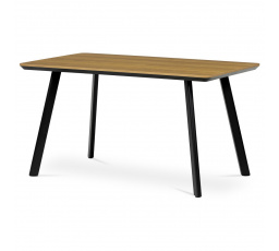 Stůl jídelní 140x80 cm, MDF deska, Melamine dekor dub, kov, černý lak