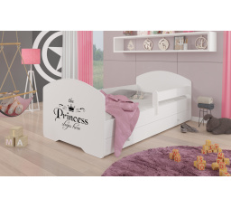 Postel dětská PEPE PRINCESS BLACK 140x70 Bílá s matrací, zábranou a zásuvkou