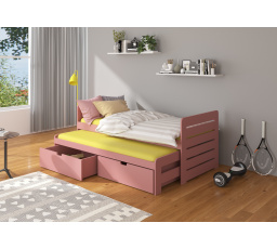 Postel dětská vyvýšená 2 místná TIARRO TOMI 200x90 Pink s matracemi