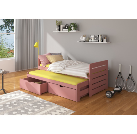 Postel dětská vyvýšená 2 místná TIARRO TOMI 200x90 Pink s matracemi