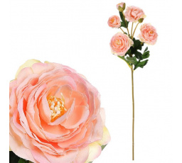 Ranunculus - umělý řezaný, květy s poupaty, barva lososová