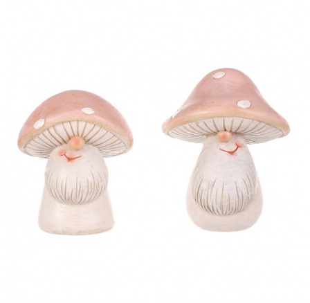 Skřítek muchomůrka - polyresin, růžová hlava, mix 2 druhů, cena za 1 ks