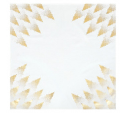 Ubrus bílý - zlaté stromky v rozích, 100% polyester, 80 x 80 cm