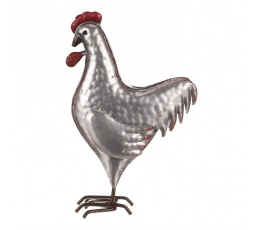 Kohout - kovová dekorace, barva stříbrná
