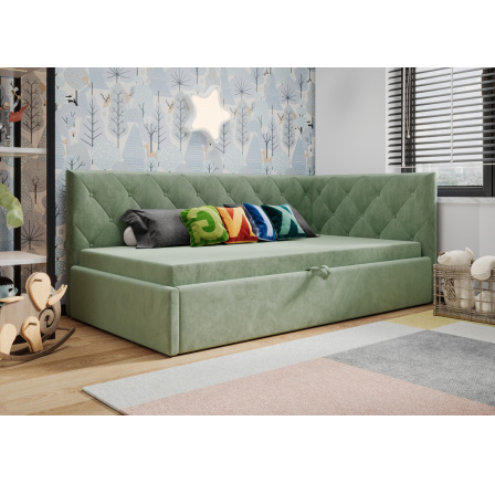 Postel ELZA - zelená - T33, Pravá strana Postel ELZA - zelená - T33, Pravá strana