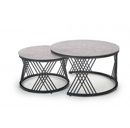 Konferenční stolek FLAMINGO, efekt šedého mramoru / černá