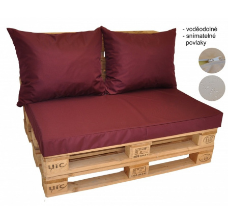 Polstry na paletový nábytek voděodolné -barva bordó Polstry na paletový nábytek voděodolné -barva bordó