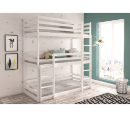 Třílůžková patrová postel TEDRO 180x80 Bílá
