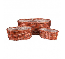 Truhlík oválný proutěný, cena za sadu 3ks.  Tmavě hnědá barva.