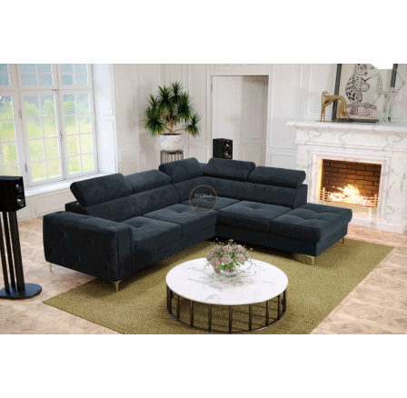 Rohová sedací souprava ORION II s funkcí spaní 225x255 cm - modrá, pravá