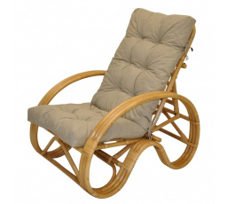 Ratanové křeslo polohovací medové polstr tmavě béžový melír