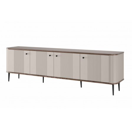 Skříňka RTV Vesper 4D 187 cm - kašmír / ořech / černé nohy