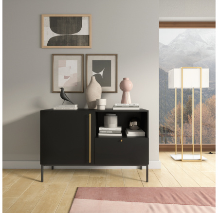 Lanzzi 120 Komoda Černý Mat /Černý Mat Černý Mat, Černý Mat 120x80