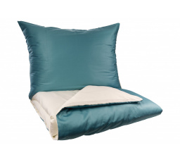 Prodloužené povlečení Satén UNI DUO 140x220, 70x90cm petrol/smetanová