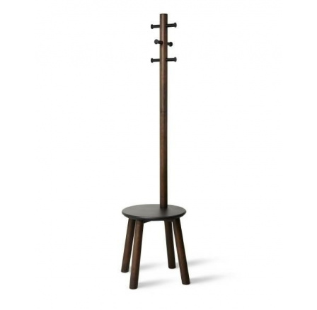 Věšák a stolička Pillar černá/ořech