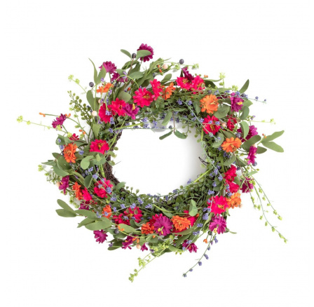 Věnec MEADOW s barevnými květy 45 cm 877020