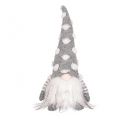 Skřítek - látková figurka, LED osvětlení, barva šedo-bílá