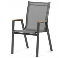Zahradní židle, kov, síťovina, šedá, AZC-S1050 GREY