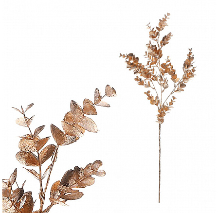 Eukalyptus - umělá větev, zlatá se třpytkami Eukalyptus - umělá větev, zlatá se třpytkami