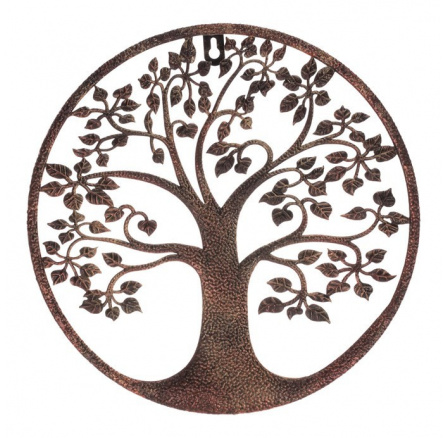 Strom kovový - dekorace na zeď, barva měděná-antik