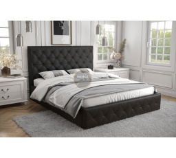 Postel ROMA - 160x200, Dřevěná, černá eko kůže