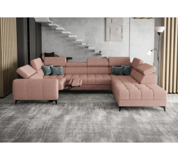 Rohová sedací souprava PORTO MAX I , relax 225X350X193 cm - pravá, růžová