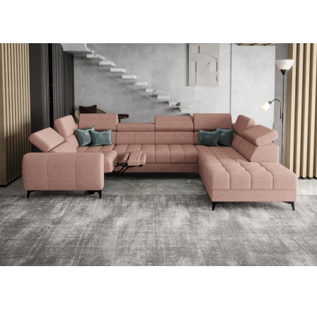 Rohová sedací souprava PORTO MAX I , relax 225X350X193 cm - pravá, růžová